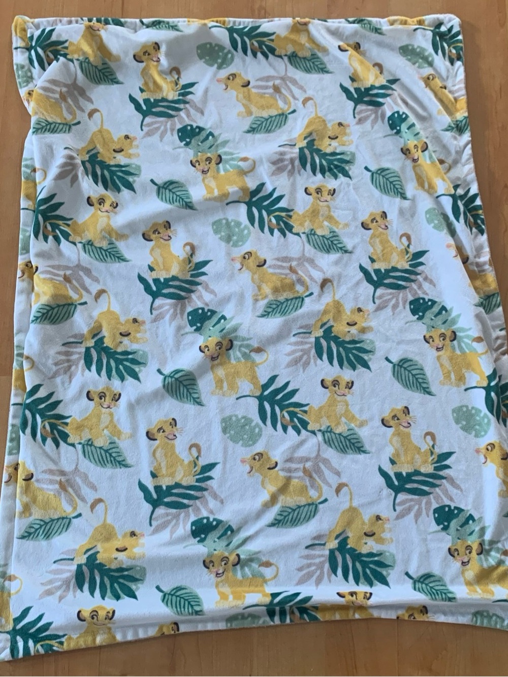 Disney Baby Lion King Simba Blanket Green Leaves Tan Back Jungle 30 X 40 Lovey